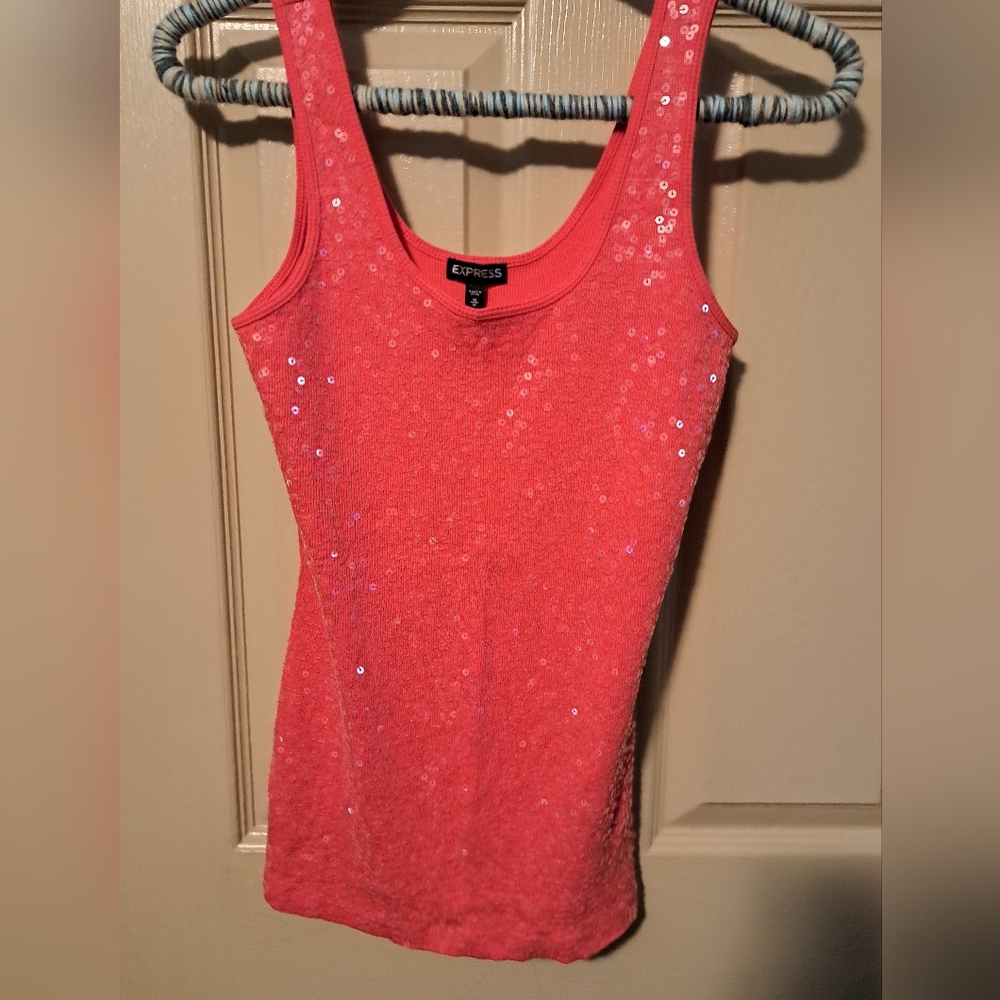 Express Pink Sequin Tank Top
